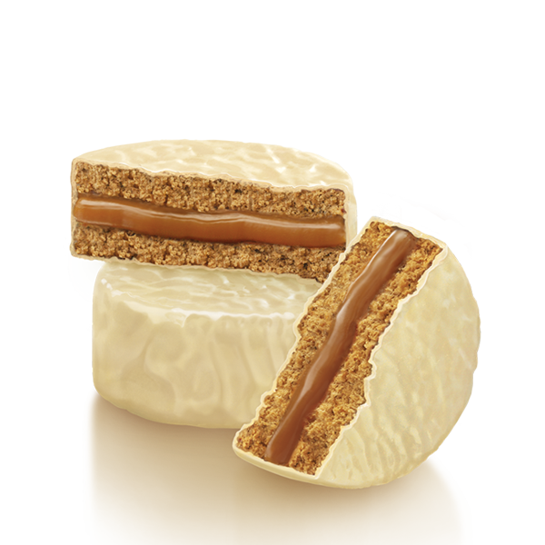 DULCE DE LECHE Y NUEZ CON COBERTURA DE CHOCOLATE BLANCO X 12 UNIDADES DE 50 GRS. C/U.