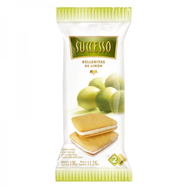 RELLENAITAS DE LIMóN X 12 PACKS DE 36 GRS DE 2 UNIDADES C/U.
